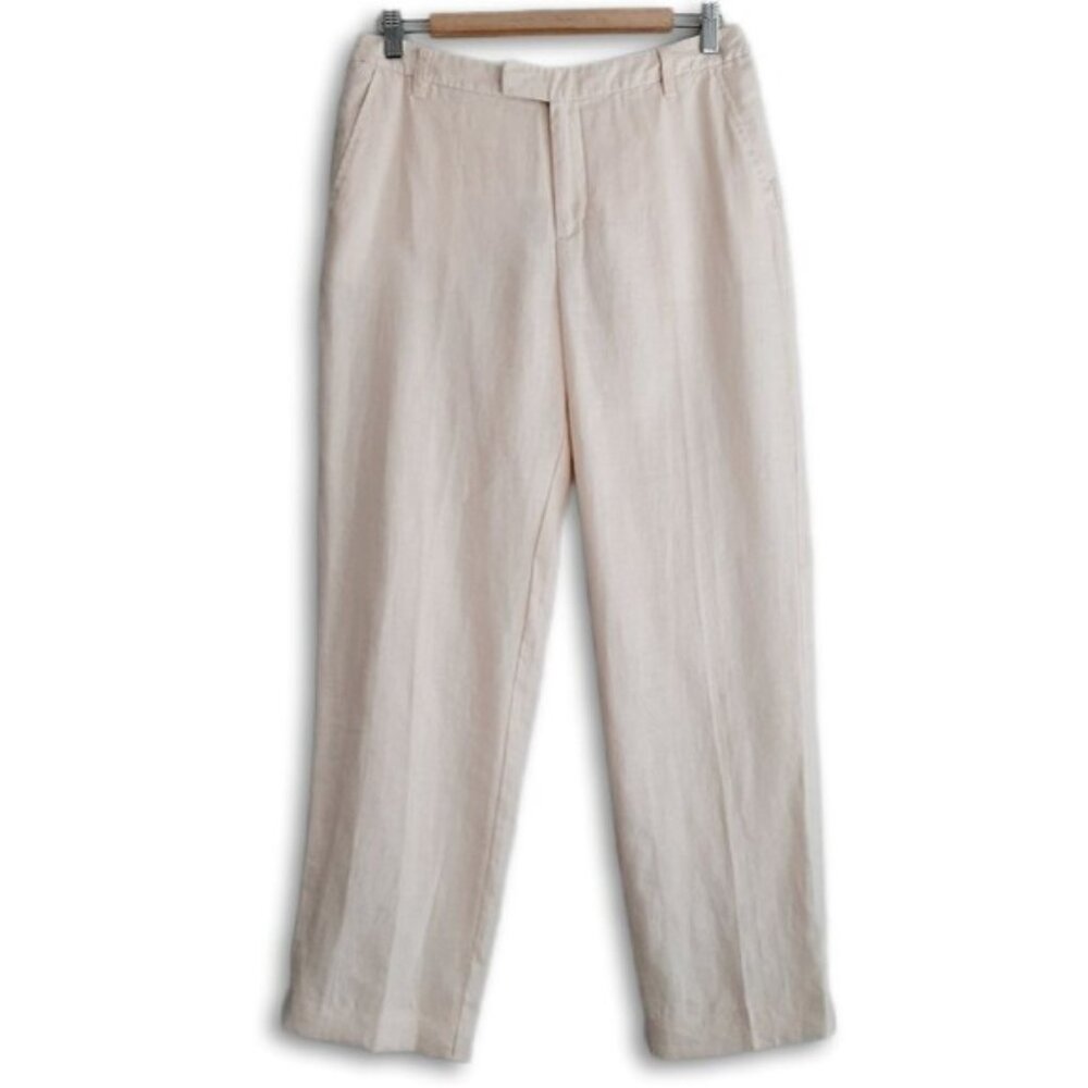 NOA NOA / Janet 100% Linen Straight Leg Regular Fit Dress Pants White Sz 6